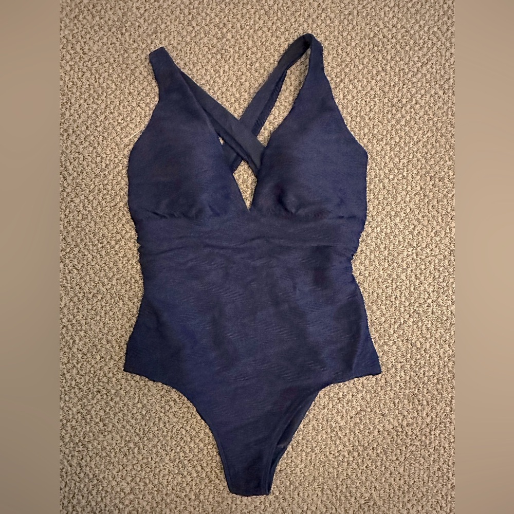 CALIA by Carrie Underwood Size 14 Navy Blue One Piece Swimsuit